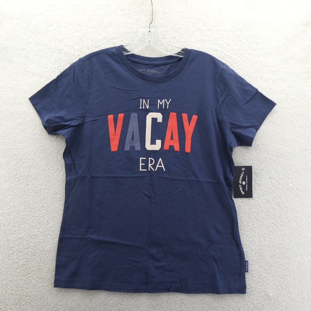 Spirit Jersey Shirt Womens Medium In My Vacay Era Navy Blue Graphic Cotton NEW